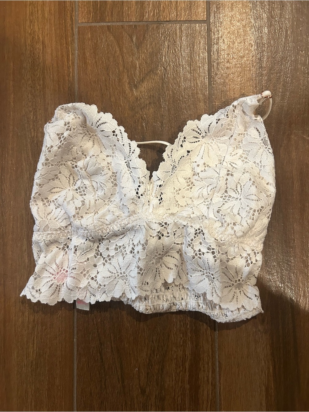 Victoria's Secret Pink White Floral Lace Bralette Size Medium
